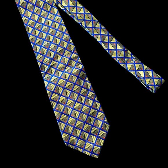 Hickey Freeman 100% Silk Woven Geometric Novelty Retro Print Tie - Picture 5 of 6